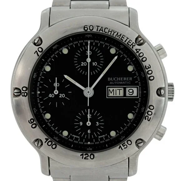 Bucherer 40mm Men's Automatic 7750 Chronograph Day-Date SS Watch